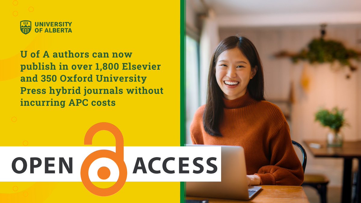 Two new agreements are now in place for 2024-26 allowing #UAlberta authors to publish with Elsevier and Oxford University Press hybrid journals at no cost, so their research can be freely accessible to all. Learn more: ow.ly/RJiK50RjtaH #OpenAccess #PublishingAgreements