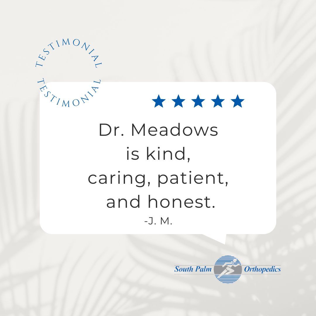 We are grateful for our patients! Thank you for sharing!🙏#SouthPalmOrthopedics #sportsmedicine #orthopedics #patienttestimonial #testimonialtuesday #SteveMeadowsMD