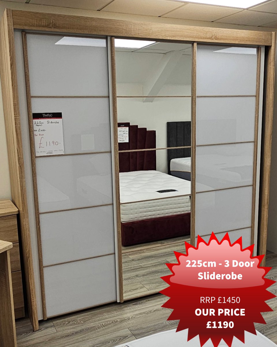 Check out our 225cm, 3 Door Sliderobe, an elegant and practical addition to any bedroom. Originally priced at £1450, now available for just £1190. Plus, enjoy free delivery and assembly within 15 miles of our showroom. 
.
#Magherafelt #MidUlster #BradleysFurniture