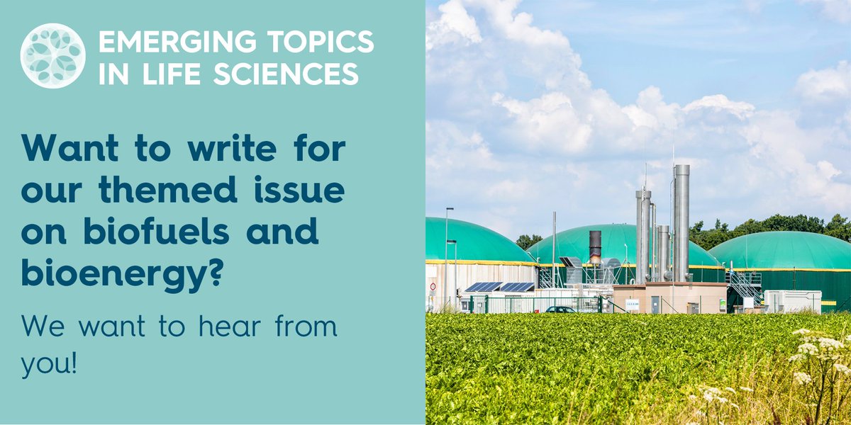 Do you work on biofuels or bioenergy? Would you like to contribute a perspective article to the @BiochemSoc @RoyalSocBio publication #ETLS on the topic? Contact our Editorial Team if you are interested. ✉️ editorial@portlandpress.com
