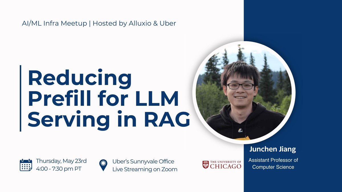 Mark your calendars for “Reducing Prefill for LLM Serving in RAG”, an enlightening session by Junchen Jiang, Assistant Professor at University of Chicago where He will introduce how to speed up prefill delay with the same generation quality. Learn More: buff.ly/4b2XQI1