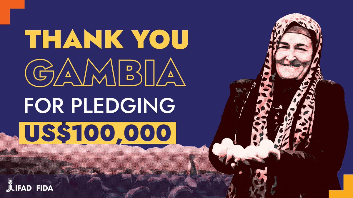 🙌 Thank you #Gambia for investing in IFAD! 🇬🇲 Your contribution will support the livelihoods of rural communities around the world, fostering transformative change and building resilience! #InvestInRuralPeople