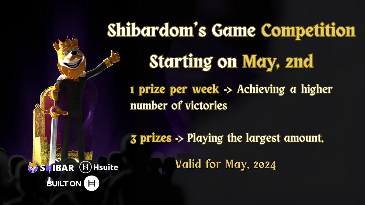 🚨Hey there, #Shibarbarians! Are you all set for the epic 👑Shibardom's Game Competition happening on May 2nd? Calling all Shibar Holders, Whales, and Sardinas to join in the fun! Our newest dApp comes with a cool Leaderboard 🥇showcasing both Victories and Volume. Victories…
