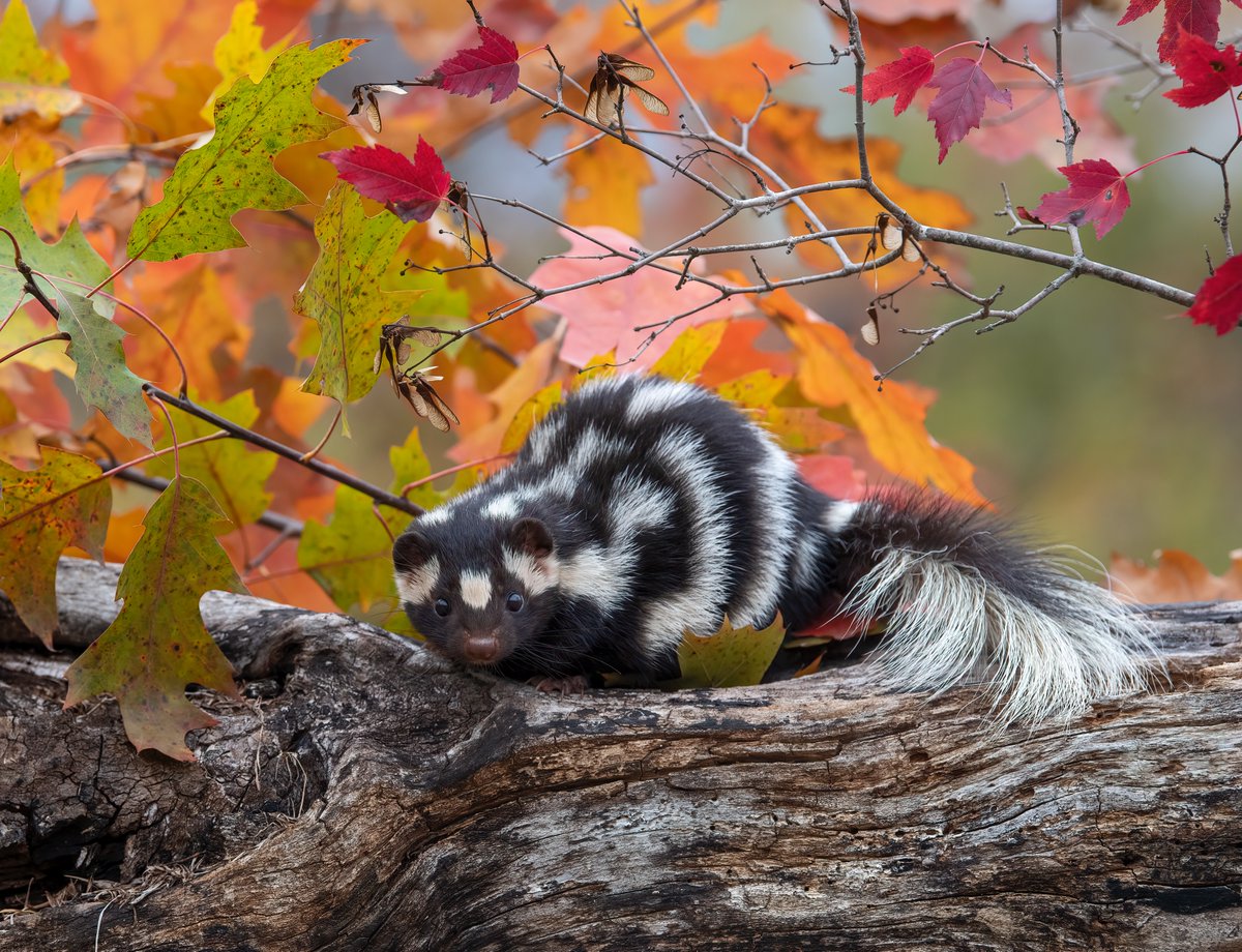 When you find the perfect spot for a photo 😌🦨 📸: Kathleen Reeder #skunk #wildlifephotography