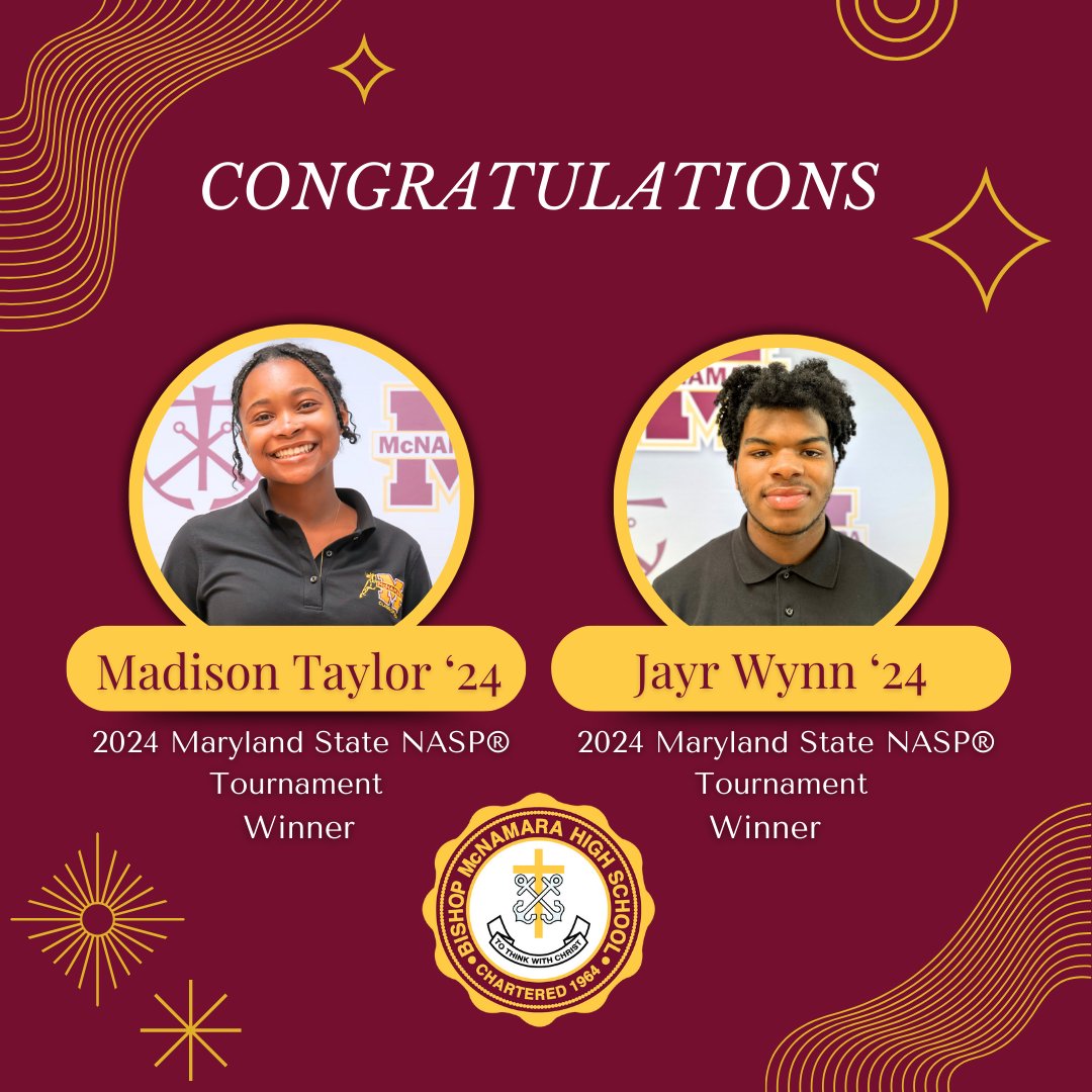 GoMustang_Pride's tweet photo. ๐ฏ๐We have great news from the 2024 Maryland State NASPยฎ Tournament!
Two of our talented archers, Jayr Wynn โ24 and Madison Taylor โ24 have each secured a $500 scholarship. Congrats, Mustangs! #BMHSFamily #hopetobring https://t.co/JPi2udYOA3