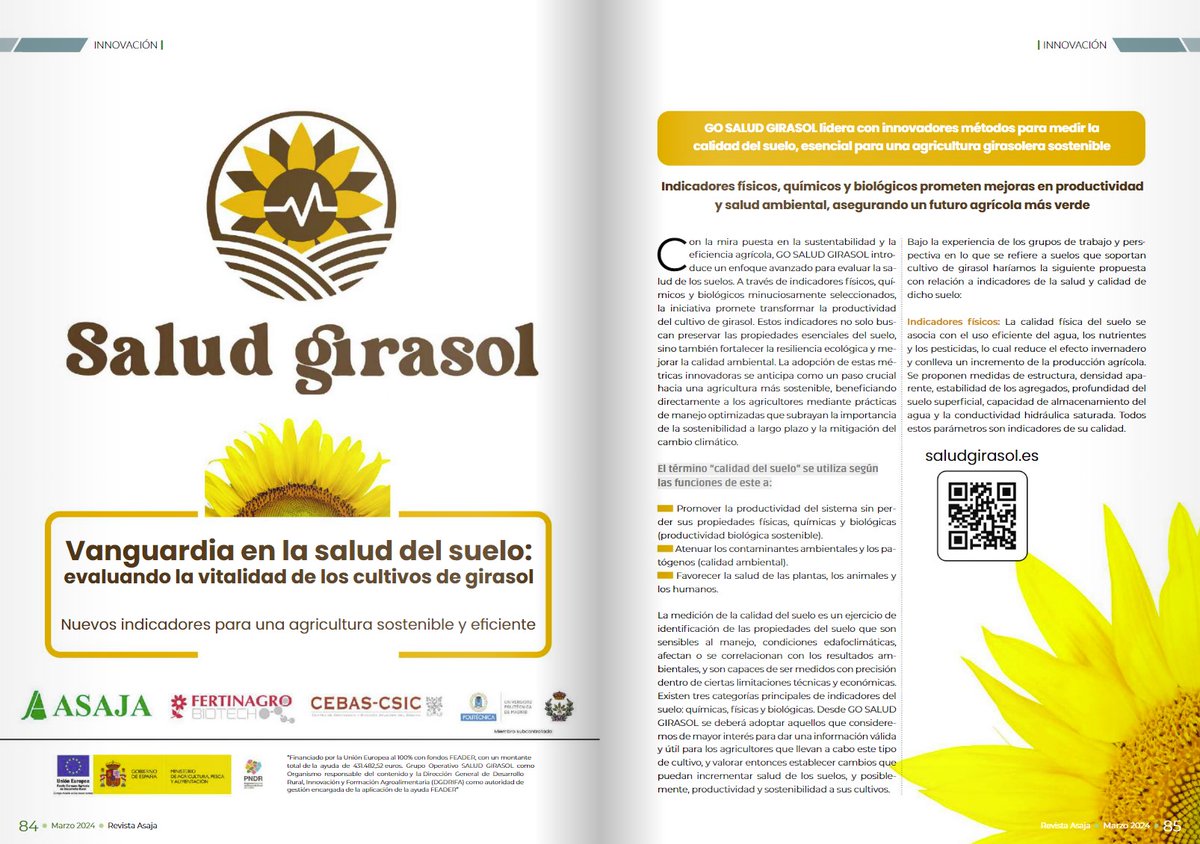 🌻 Vanguardia en la salud del suelo: evaluando la vitalidad de los cultivos de #girasol @SaludGirasol lidera con innovadores métodos para medir la calidad del suelo, esencial para una #AgriculturaSostenible 📲👉ow.ly/5IOB50Rse1K