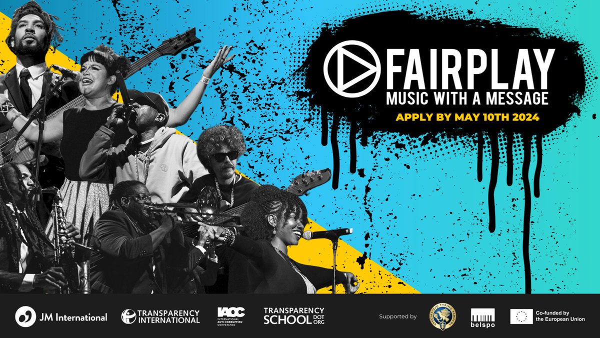 Musicians! 🎵 @fairplaymusic is back! We are looking for young European bands, soloists & groups, aged 18-35 speaking truth to power. 

Submit your music video before 10 May & get the chance to perform at the #IACC2024 in Vilnius, Lithuania. More info ➡️ anticorru.pt/2YO