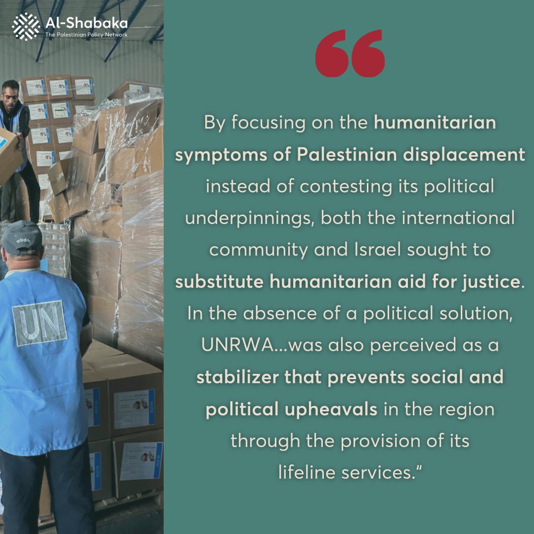 NEW! @shathaasamad's new policy brief on Al Shabaka analyzes the current defunding of UNRWA within Israel’s decades-long campaign to dismantle the agency & elaborates on the far-reaching implications of eliminating UNRWA. ow.ly/XQAJ50Rsj95