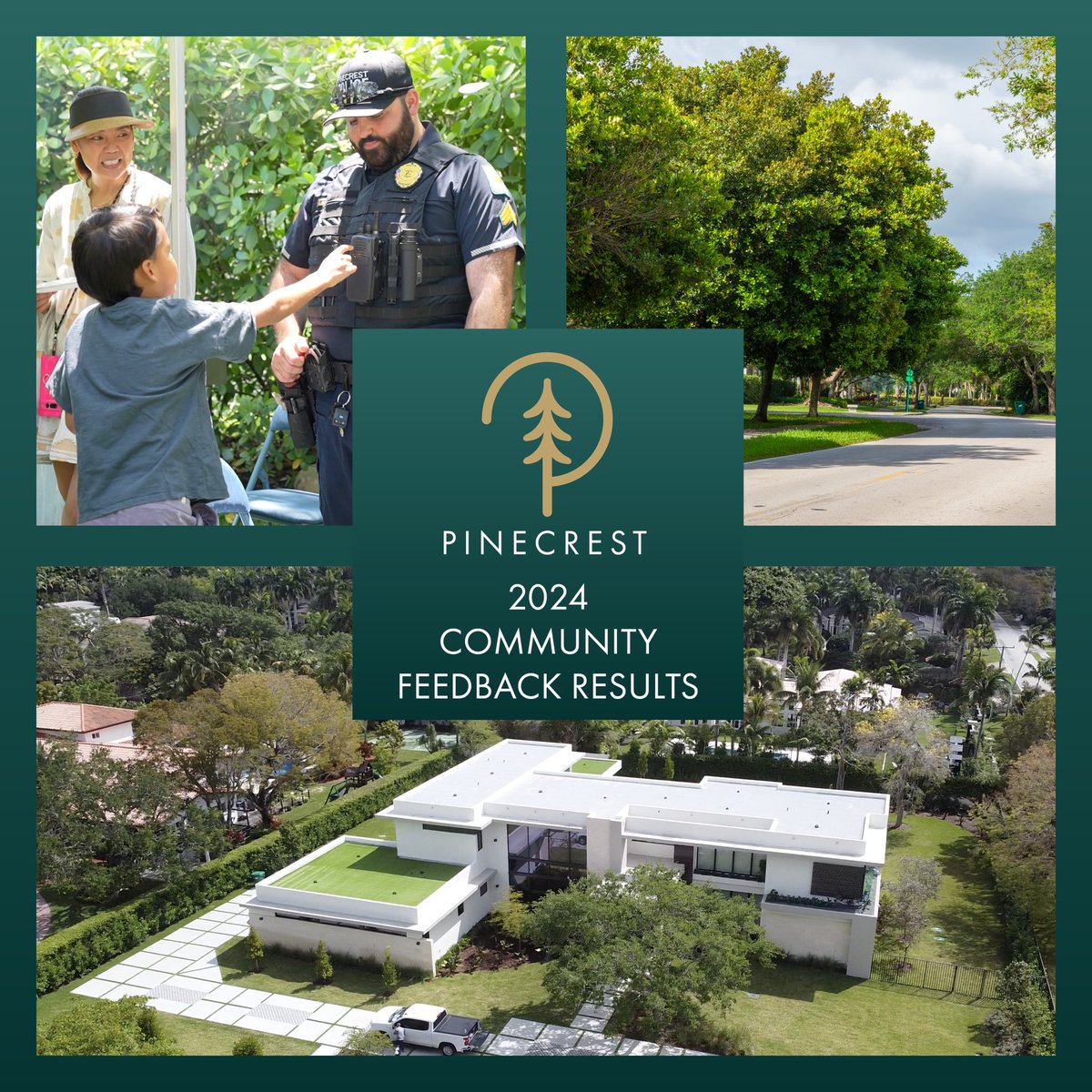 🤩 At least 80% of residents rated police services and parks/recreation programs as “excellent” or “good.” This is just one of the findings in the 2024 Community Feedback Survey. Read the survey results at pinecrest-fl.gov/surveyresults.