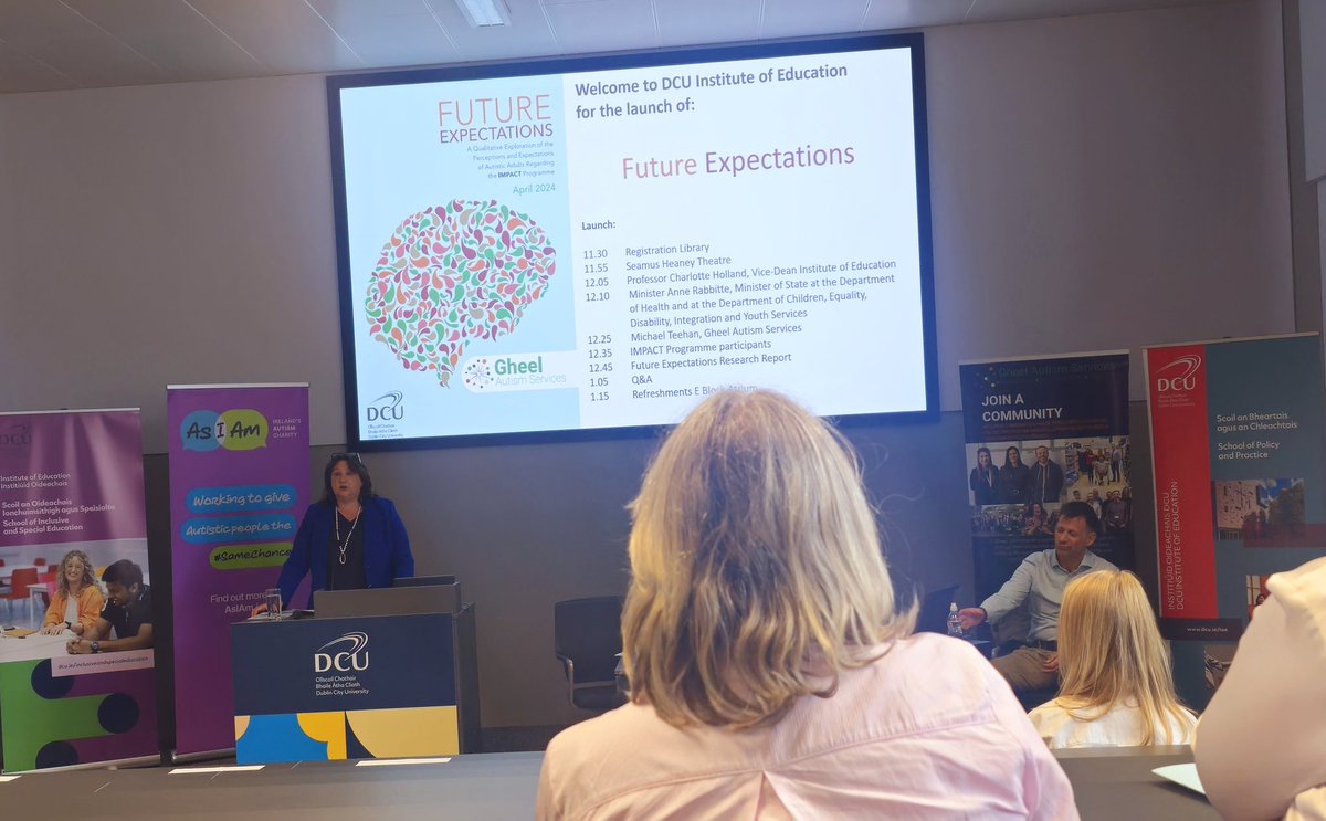 Minister @AnneRabbitte visited @DCU_IoE this morning to launch a report produced by the DCU's School of Policy and Practice, @janemurnaghan, and DCU School of Inclusive and Special Education, @NeilKenny0, on Future Expectations: A Qualitative Exploration of the Perceptions and