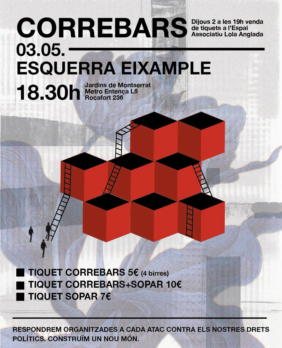 Perquè el veto per part de les institucions no ens fa enrere.
Perquè a cada atac ens trobaran organitzades.
Perquè volem un nou món.

Veniu a gaudir aquest divendres del correbars! 🪩
Veniu a participar del casal!🔥
