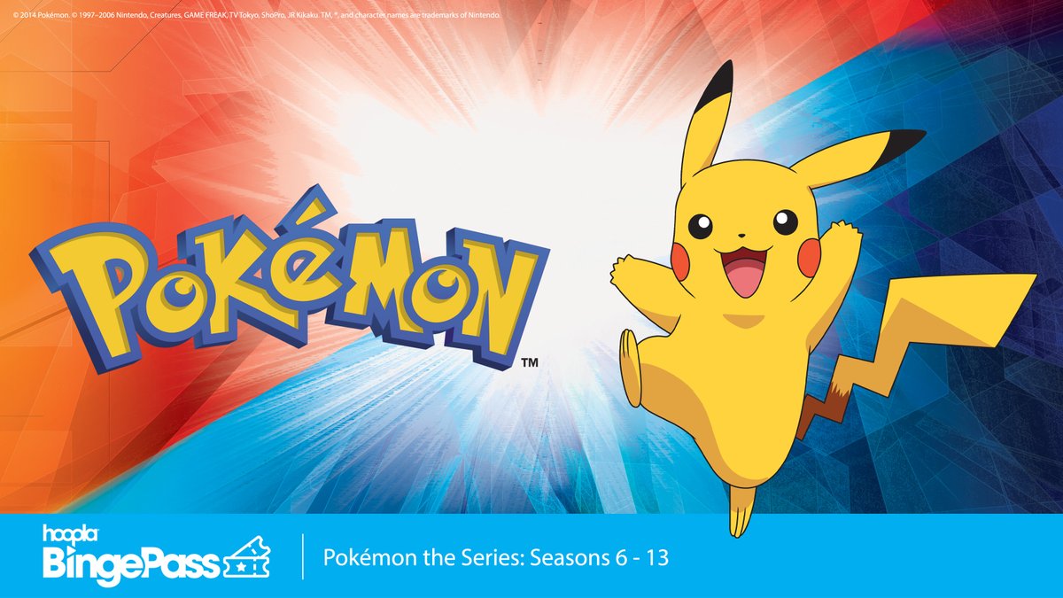 🌟 Exciting announcement, Trainers! Introducing the Pokémon BingePass on hoopla! Watch seasons 6-13 of Pokémon the Series with just one borrow! Start your adventure today! hoopla.app.link/7oZAumss4Ib