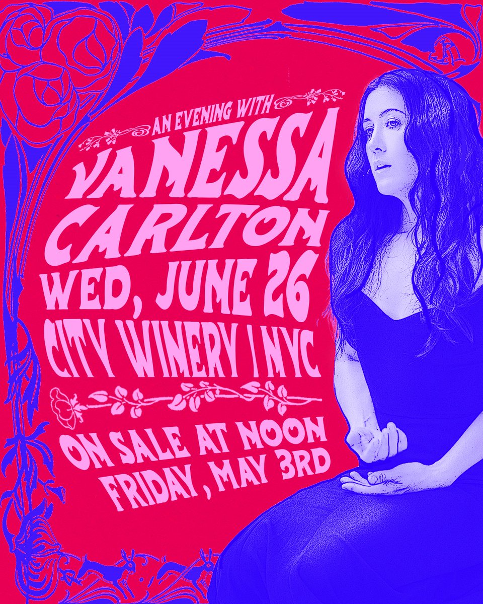 Vanessa will be making her way back to New York City on Wednesday June 26th for a special show at <a href="/CityWineryNYC/">City Winery</a>! Tickets will officially go on sale this Friday, May 3rd at 12pm EST.