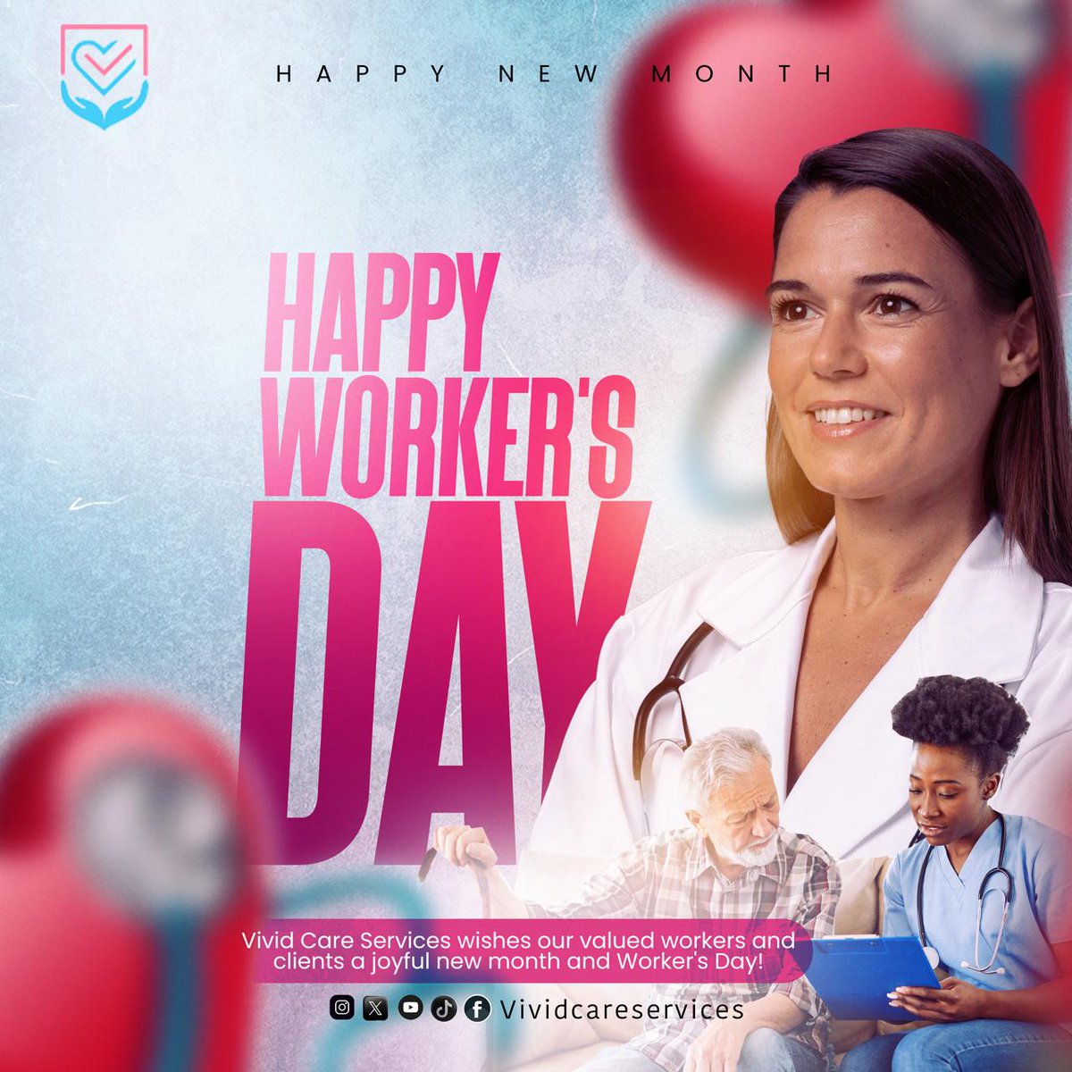 Happy new month to everyone and happy workers day! 
We appreciate all workers especially those in the healthcare sector for the great work they do for those in need!🌟
#vividcareservices #domiciliarycare #respitecare #workersday #appreciation #workerappreciation