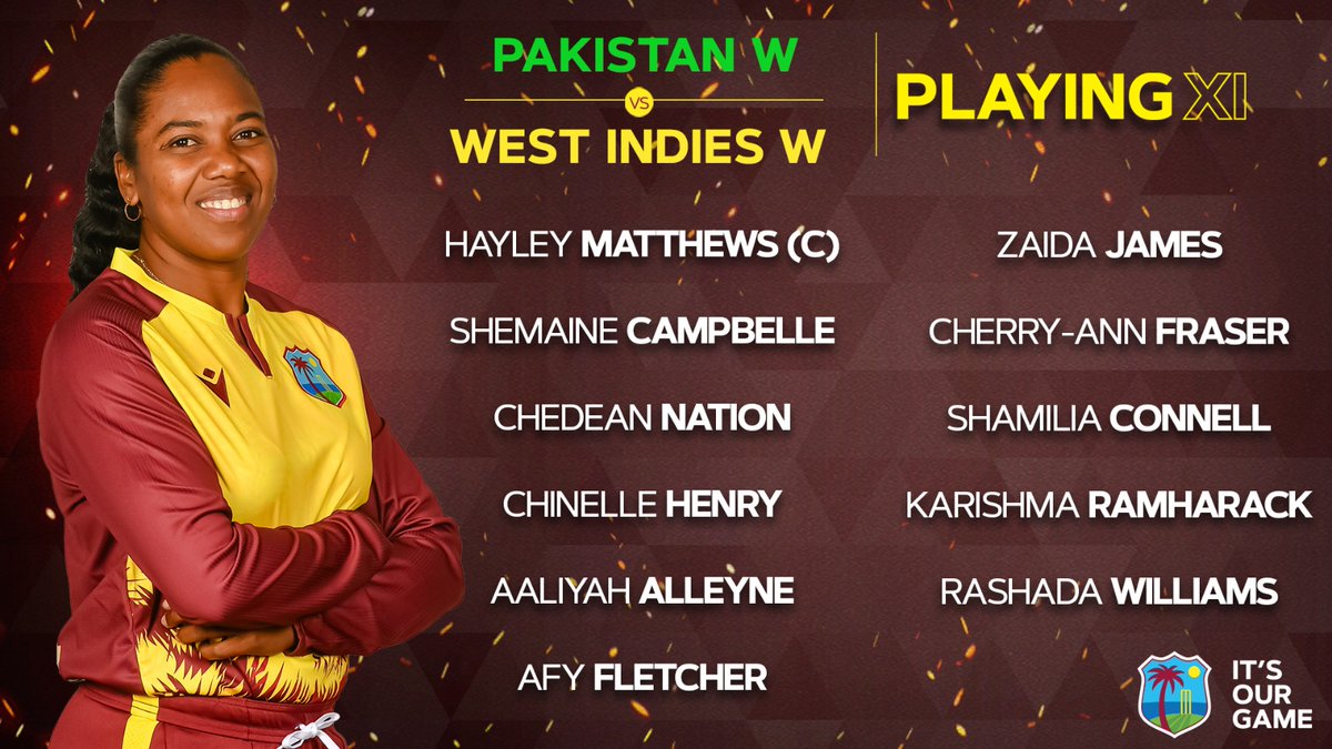 Our #MaroonWarriors playing XI for the 3️⃣rd T20I vs PakistanW. 🏏🌴 
#PAKWvWIW