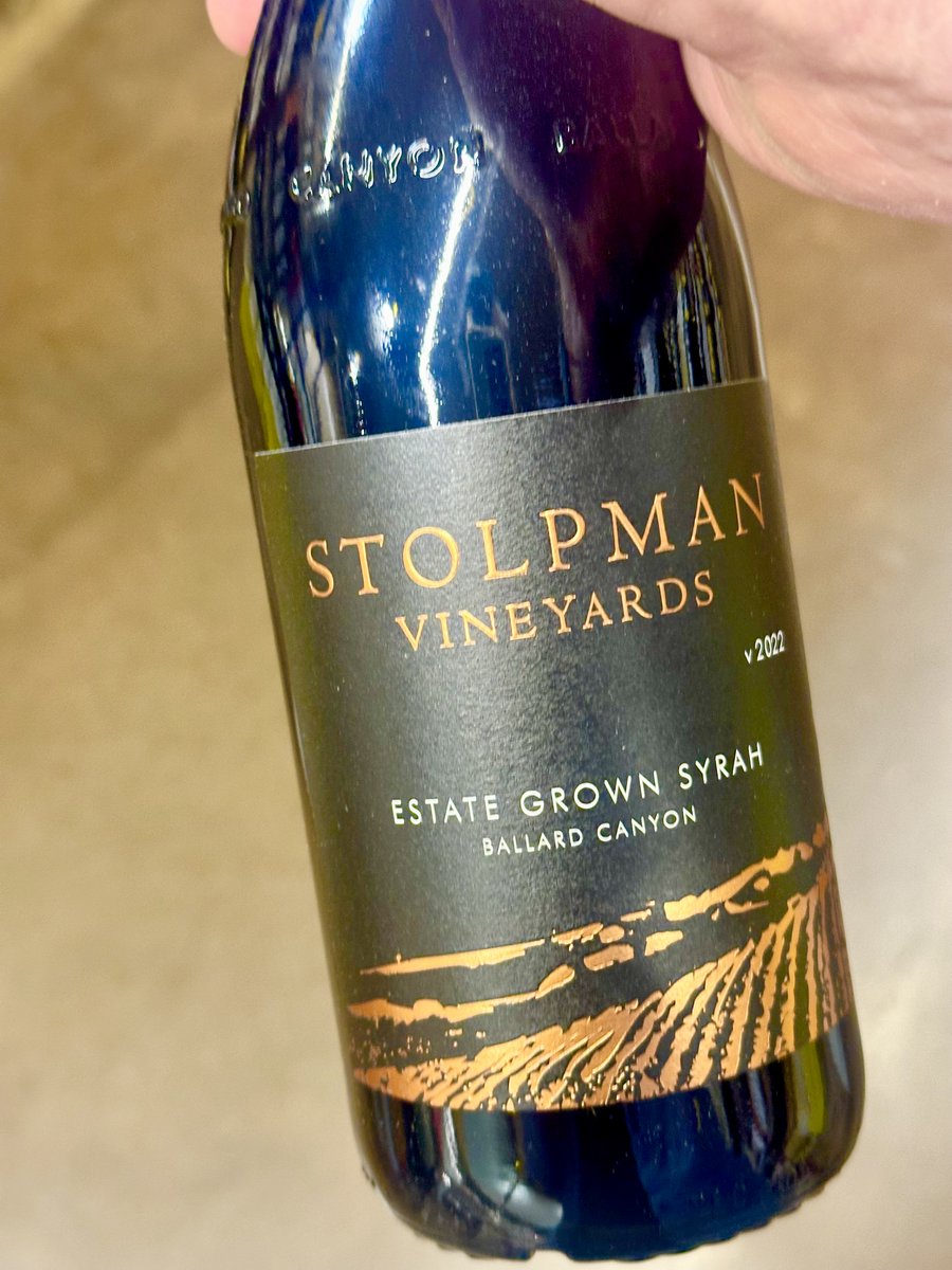 hey all / v. 2022 Stolpman Vineyards / Estate grown Syrah / Ballard Canyon / Santa Barbara Co. / deep, dark, savory, aromatic expression of Syrah showing the intensity of the year/ yet remaining light on its feet / Cheers!