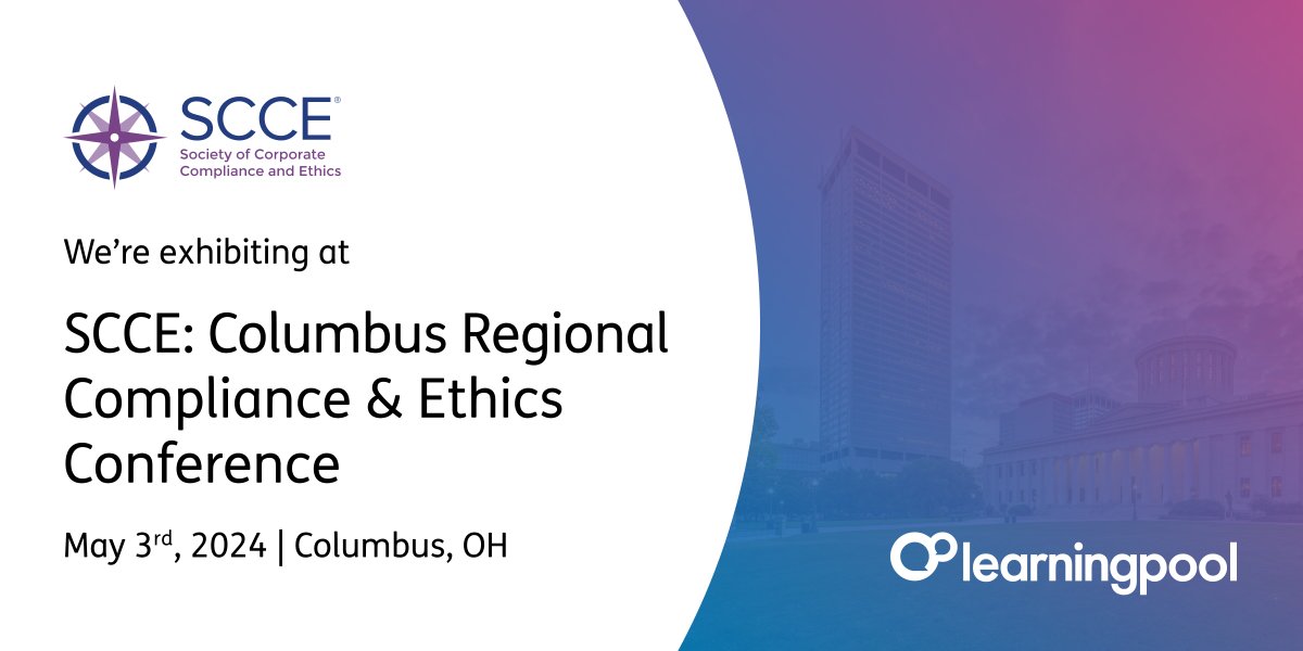 We're heading to Columbus, OH this Friday for the SCCE Regional Compliance & Ethics Conference. Drop by our table to find out what's happening in the world of award-winning compliance and ethics learning solutions 🏆 hubs.ly/Q02vvt3p0 #Compliance #Ethics #SCCE