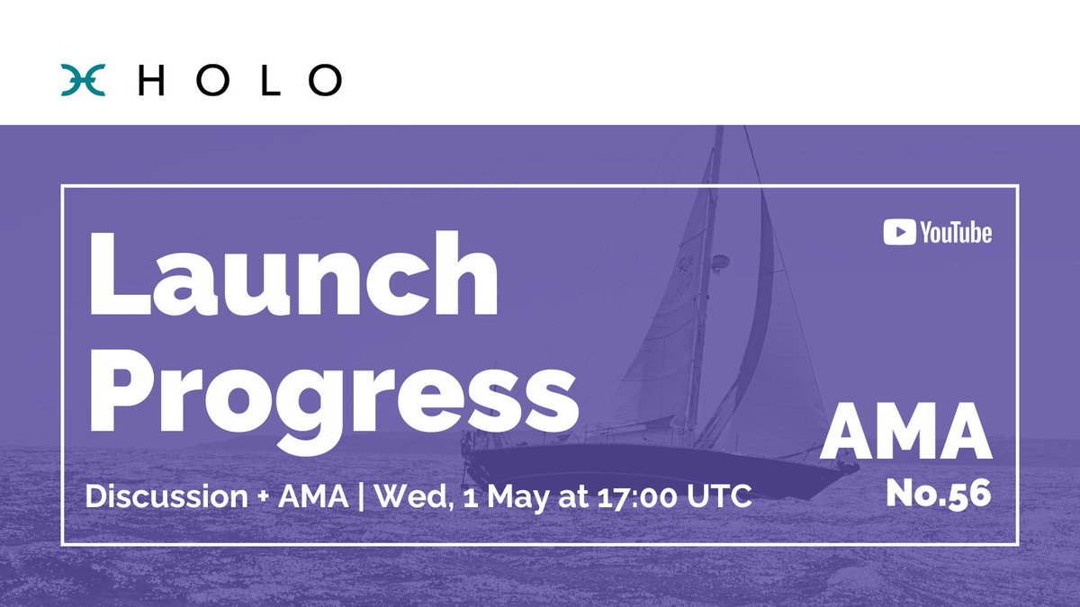 Don't forget to join the Holo Discussion + AMA tomorrow, 1 May at 17:00 (UTC)! @dcaworld, @marycamacho, @artbrock, and @matthewjosef will be sharing updates on launch progress and reflecting on the journey so far. ▶️ Tune in: youtube.com/watch?v=svfthz…