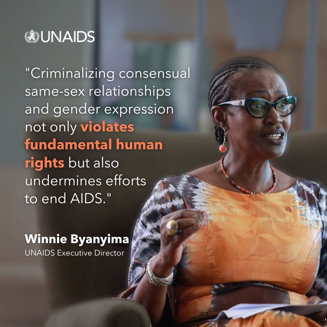 Everyone, regardless who they are or who they love, has a right to health.

Laws like Iraq's new legislation criminalising LGBTQ+ people undermines human rights and hinders our efforts to #endAIDS and ensure public #HealthForAll.

👉🏾 unaids.org/en/resources/p…