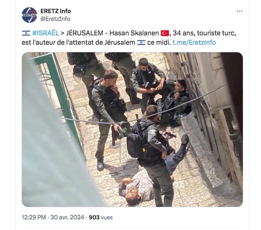 Aujourd'hui, Hasan Saklanan, un touriste #turc a commis une attaque terroriste au #couteau à #Jerusalem peu après 12h30. Il est arrivé dans la vieille ville et a chargé par derrière un policier et l'a poignardé avec un couteau qu'il avait en sa possession, avant d'être neutralisé