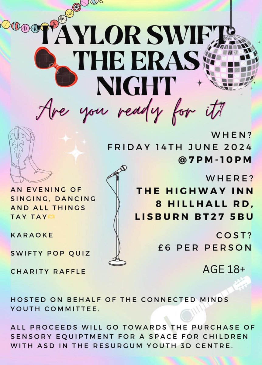 Calling all #Swifties 📢 

We’re having our charity fundraising night and it’s going to be all things ✨Tay Tay✨🎤

Get your tickets and save the date! 

Eventbrite: eventbrite.co.uk/e/taylor-swift…