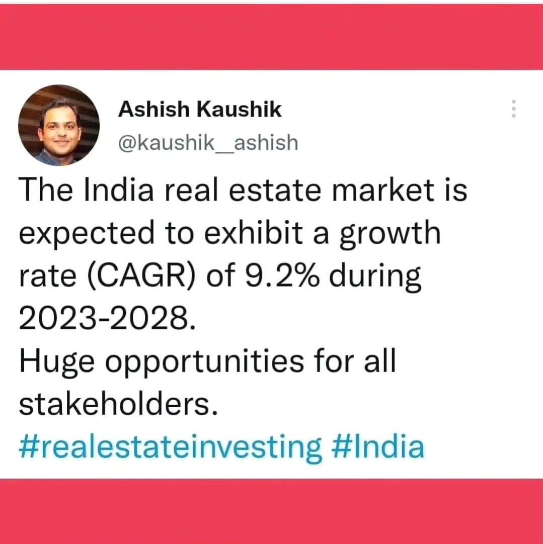 The India real estate market is expected to exhibit a growth rate (CAGR) of 9.2% during 2023-2028.  Huge opportunities for all stakeholders. . #realestate #India #economy