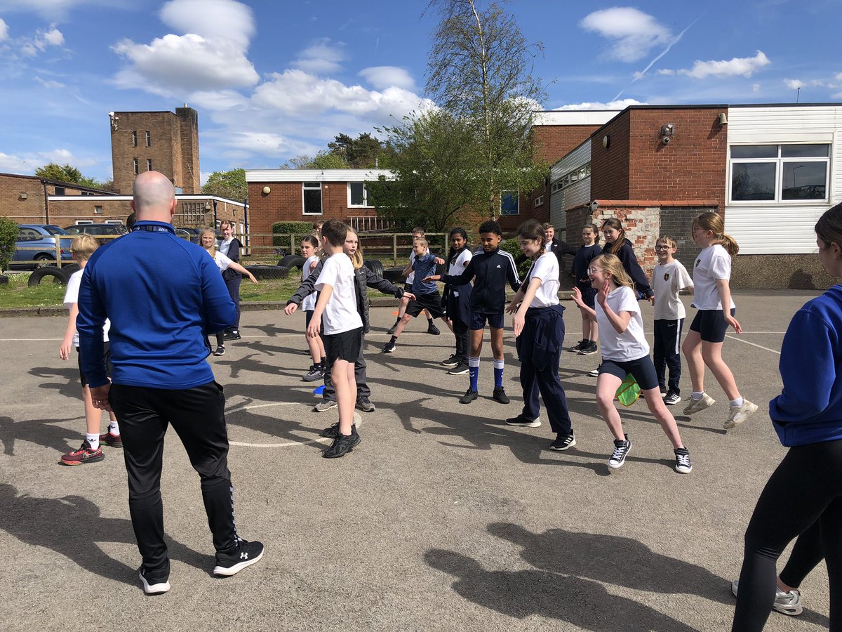 Year 6 are loving playing ‘streets and alleys’ with our friends from Tackling the Blues @TacklingBlues . Learning teamwork and communication skills. @LDSTEducation