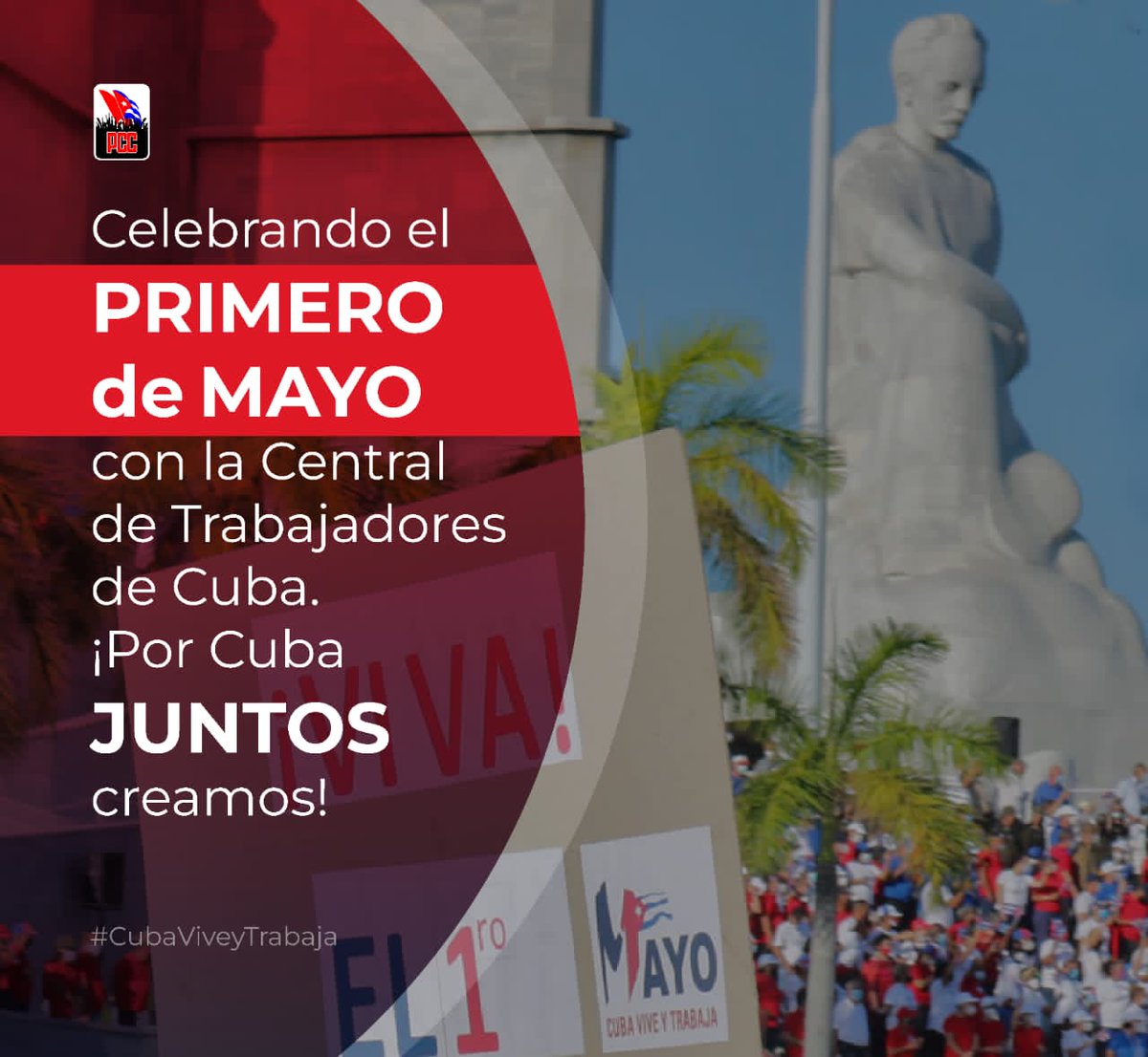 Saludamos el 1ro. de Mayo “Día de los Trabajadores” con el compromiso de defender las conquistas de la Revolución🇨🇺, enfrentar las agresiones yanquis🇺🇸 y superar las dificultades económicas con la firme voluntad y apoyo de nuestro pueblo. #PorCubaJuntosCreamos #CubaCoopera