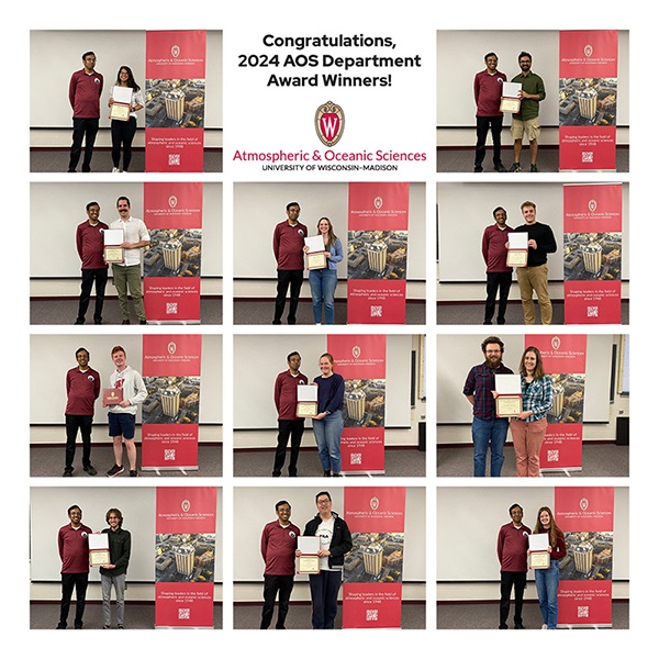 Congrats to the 2024 AOS award winners! Each year, a set of scholarships and recognitions are given to students and a faculty member for distinguished research and teaching, academic excellence, and service to the department. See the full list of awardees: aos.wisc.edu/news/2024_AOS_…