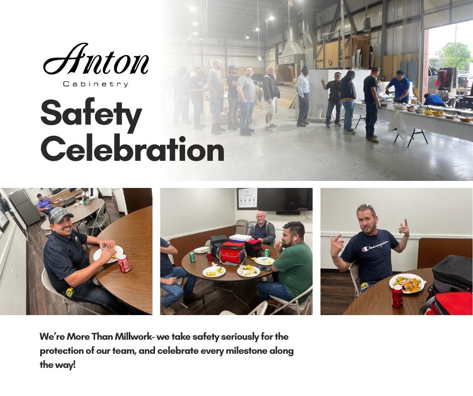 Next week is North American Occupational Safety and Health Week! Help us congratulate our team on a safety milestone!

#antoncabinetry #qualityindesign #morethanmillwork #woodworking #occupationalsafety #safety #architecturalmillwork #customcabinetry #manufacturing #skilledtrades