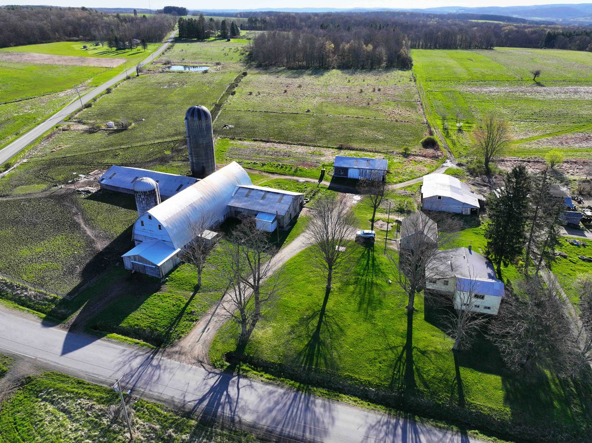 10 acres FARM with HOUSE and OUTBUILDINGS in Falconer NY.  Tillable land & pastureland. Outbuildings including a huge cattle barn with multiple stalls, milking parlor, office area.  $149,900.  nylandquest.com/property/lq108… @NYLandQuest #Farm #home #countrylife #homestead #nylandforsale
