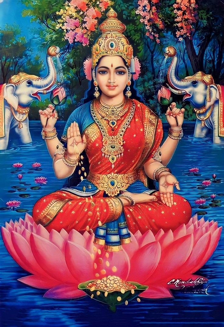 Her beautiful eyes and expression 
As the consort of Narayana, she is Laksmi, the unborn. As the consort of Yajna Varaha, she is Daksina. As the consort of Krishna she is Rukmini. As daughter of janaka and wife of Rama, she is Sita.
