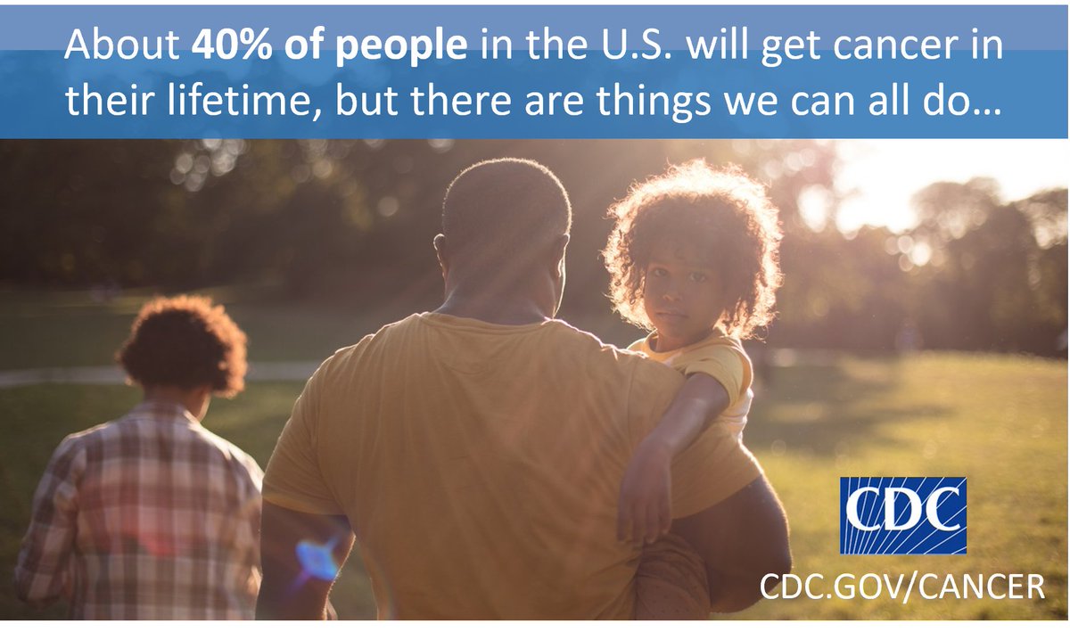 CDC_Cancer's tweet image. One of every 2 men and one of every 3 women in the U.S. will develop #cancer during their lifetime. Learn how to lower your risk, find it early, and prevent some cancers. cdc.gov/cancer/dcpc/pr… #NationalCancerControlMonth