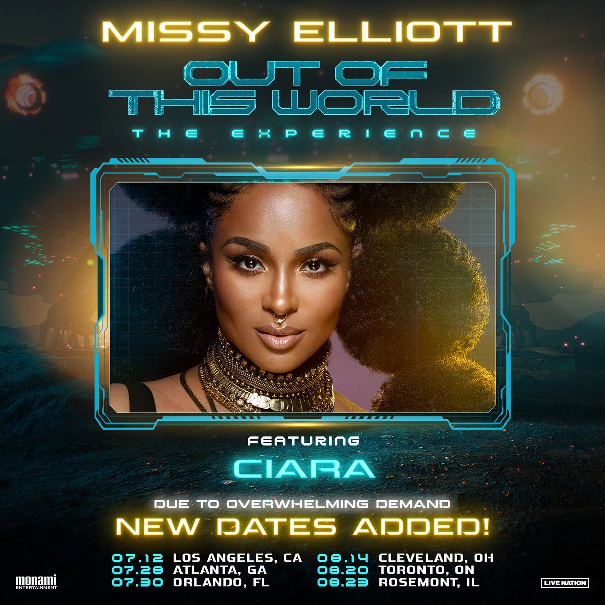 Thrilled to be adding NEW DATES to OUT OF THIS WORLD!! Missy, Me, Busta, Timbaland! We can’t wait to see you all! Get tickets for new dates starting this Thurs, May 2nd with the artist presale at 10am local – more details to come before the general on-sale this Friday, May 3rd,