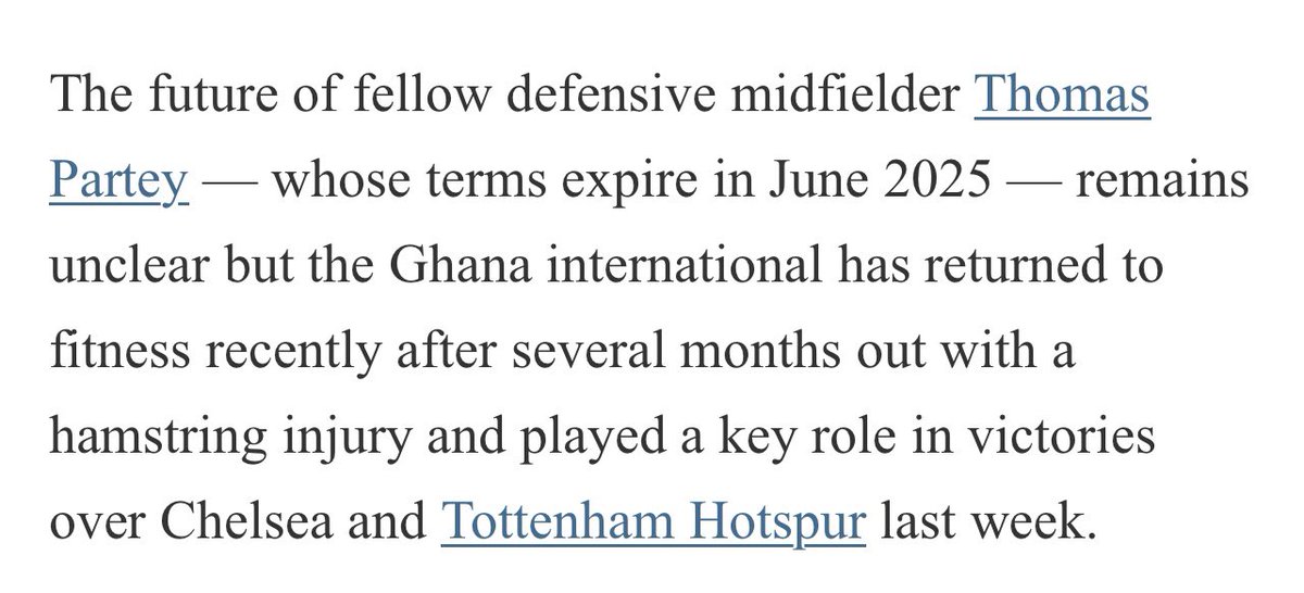 Leader in the squad, immensely experienced, still has enough in the tank to contribute on the pitch. Think it’s a good move to create squad stability during a summer that might see a couple changes in our midfield personnel, especially given this bit on Partey in the report: