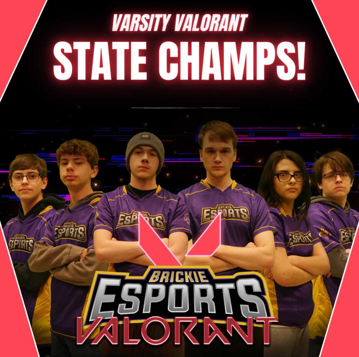 Congratulations to our Varsity Valorant team for bringing home their SECOND state title! We couldn’t be more proud of them and want to congratulate Dylan Ault, Tyler Johnson, Chandler Johnson, Liam Garcia, Sofia Melgarejo, and Jackson Butler! Make sure you congratulate them!