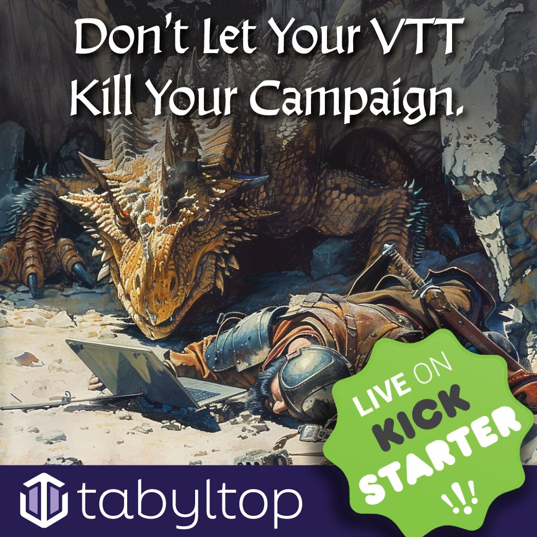 Tabyltop is Live on Kickstarter!

If you're looking to try a new VTT and you're tired of alt+tabbing through sessions, check out our unique set of features and start playing today!