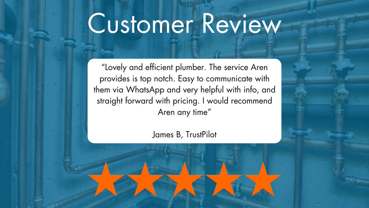 ArenHeating's tweet image. Customer Review Highlight

⭐️⭐️⭐️⭐️⭐️

"Lovely and efficient plumber. The service Aren provides is top notch. Easy to communicate with them via WhatsApp and very helpful with info, and straight forward with pricing. I would recommend Aren any time 👍😊"

James B, TrustPilot