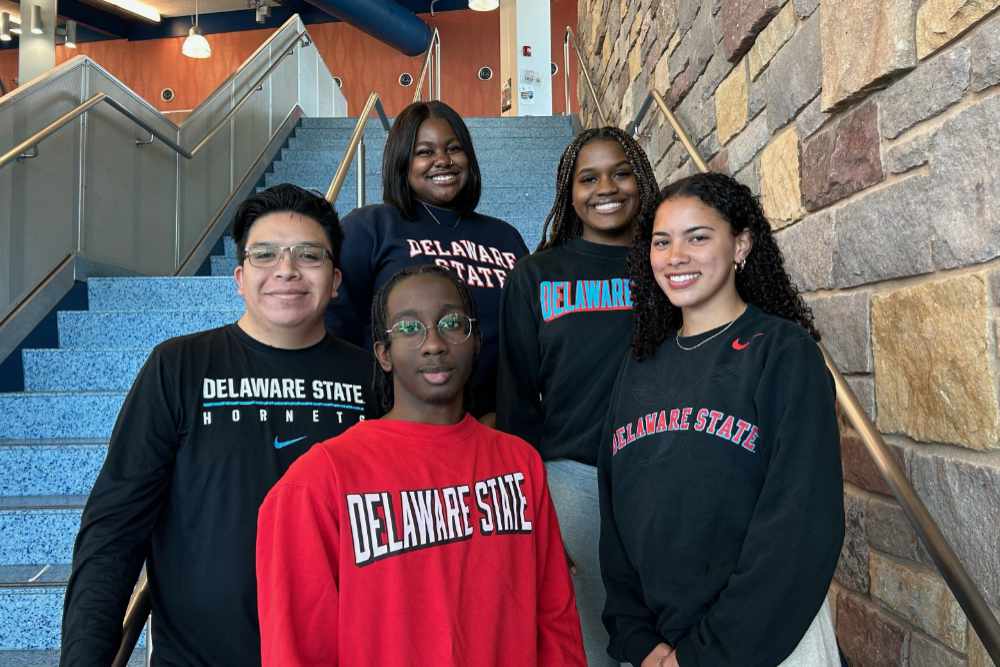 DelStateUniv's tweet photo. Congratulations to the team of DSU students who recently competed as finalists in a marketing case study competition! They won $250k for Delaware State University and $10k each in scholarship money for themselves. https://t.co/Jp4vZDMY1d https://t.co/tBOvwNzsI8