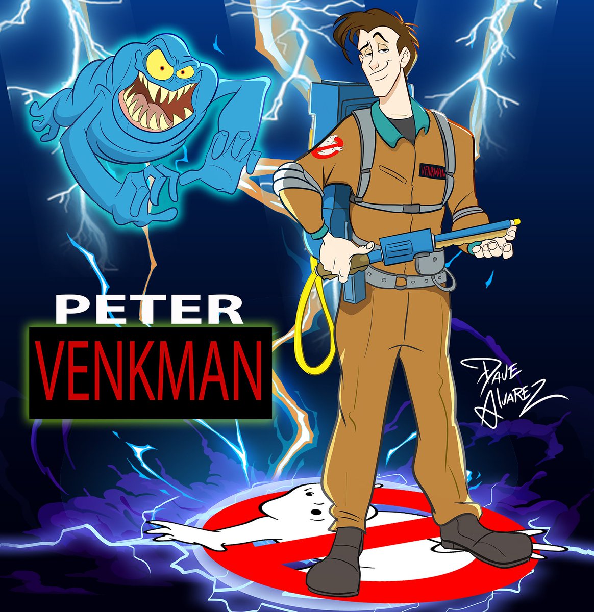 More non-AI art. This time, the animated Peter Venkman and the Grabber Ghost by yours truly. #ghostbusters #realghostbusters #slimer #petervenkman #ghostcorps #animation #characterdesign #DaveAlvarez