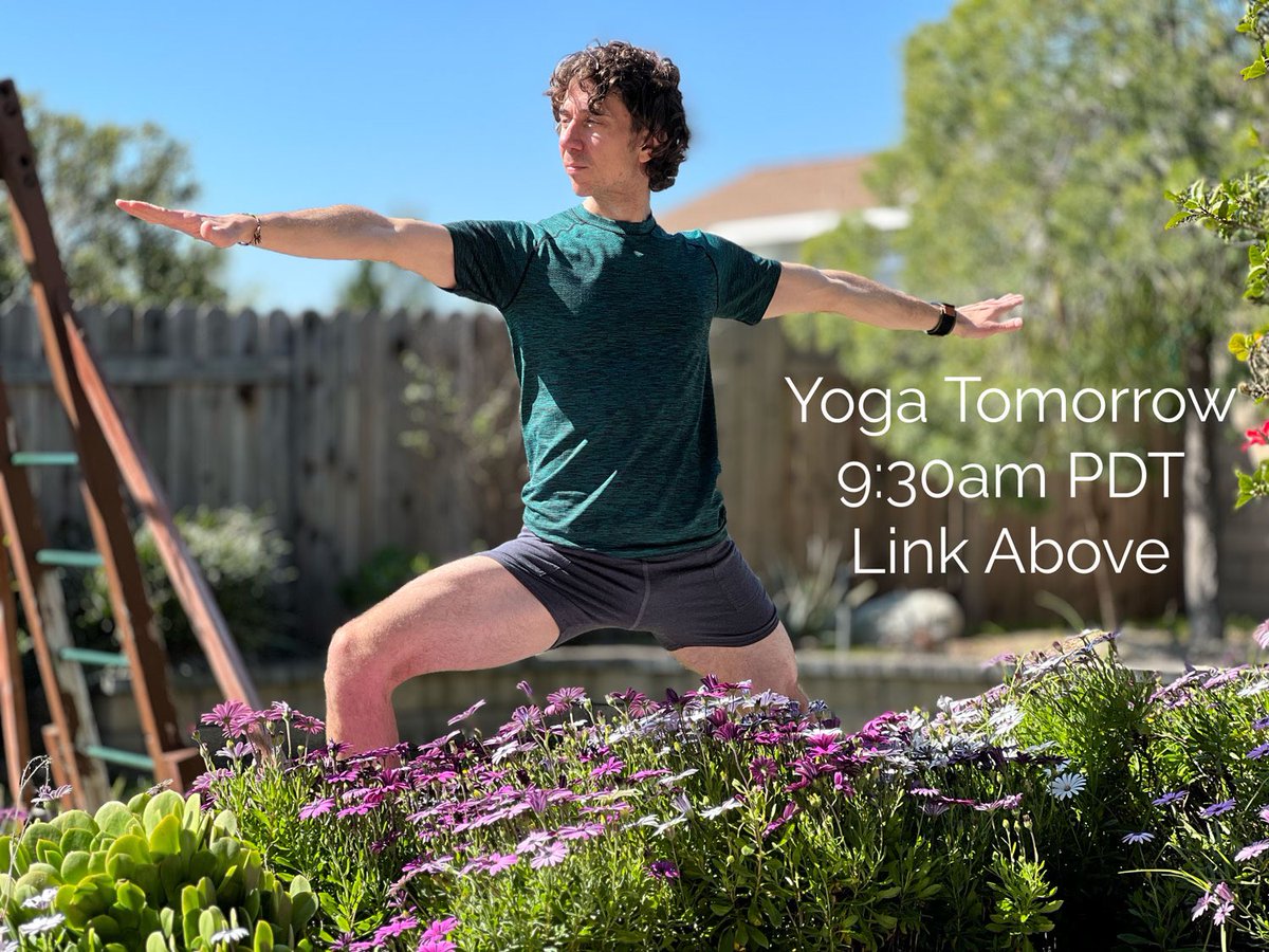 Springtime is a great time for Yoga. Don’t you think?  Join me tomorrow at 9:30am PDT
🔺
eventbrite.com/e/trevors-zoom…
🔺
#streamingyoga #onlineyoga #yogateacher #yogaclass #donationyoga #mixedlevelyoga #warrior2 #virabhadrasana2