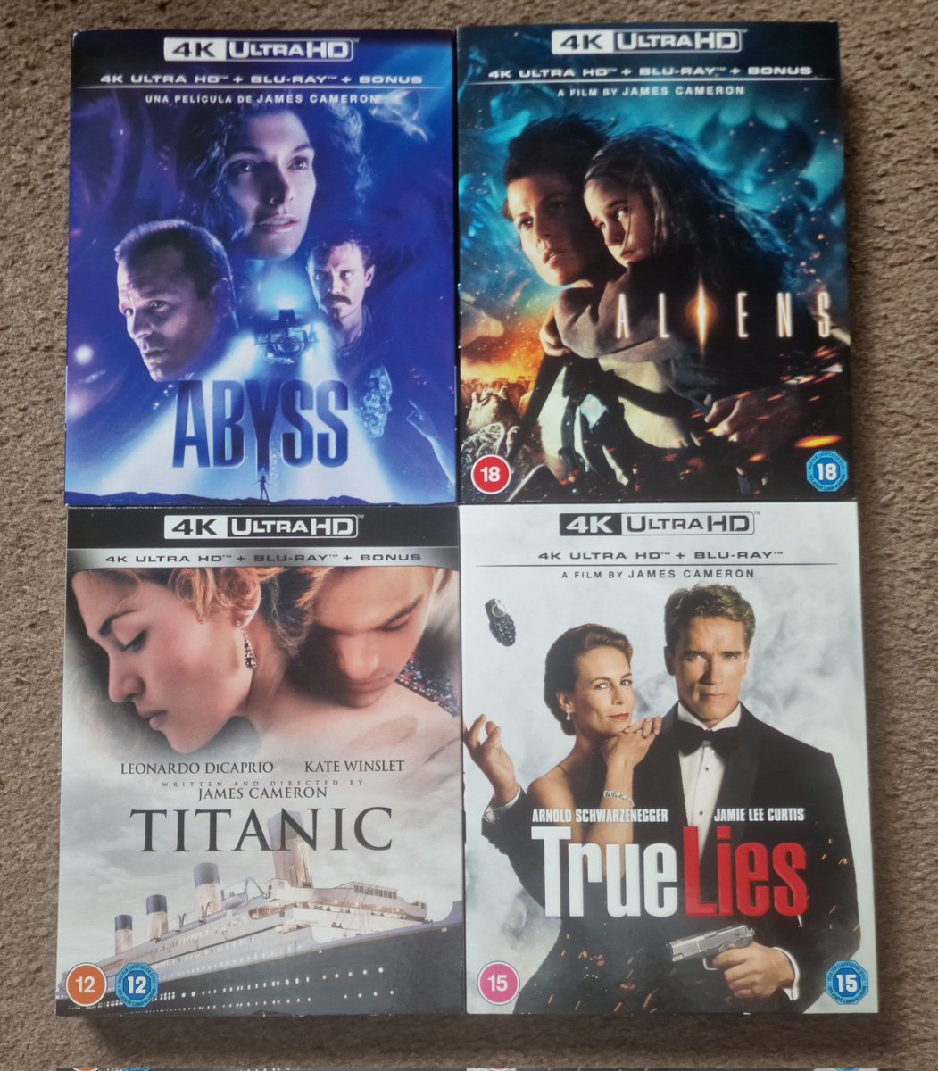 The Abyss has just arrived from Spain so that's all of the latest Jimmy C 4Ks added to the collection 👌

#TheAbyss #Aliens #Titanic #TrueLies #4k #UltraHD #JamesCameron