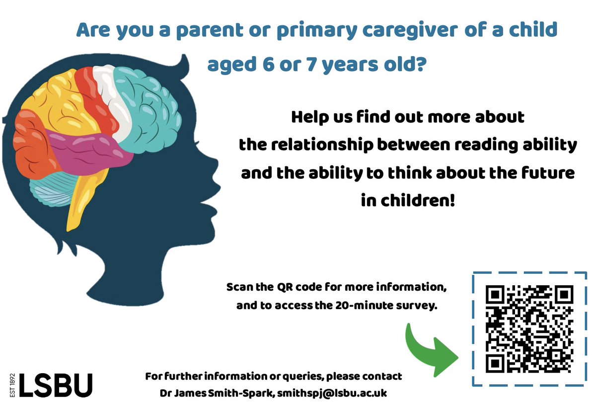 Please take part in our study looking at reading and future thinking in 6-7 year-olds if you're eligible! lsbupsychology.qualtrics.com/jfe/form/SV_bI…