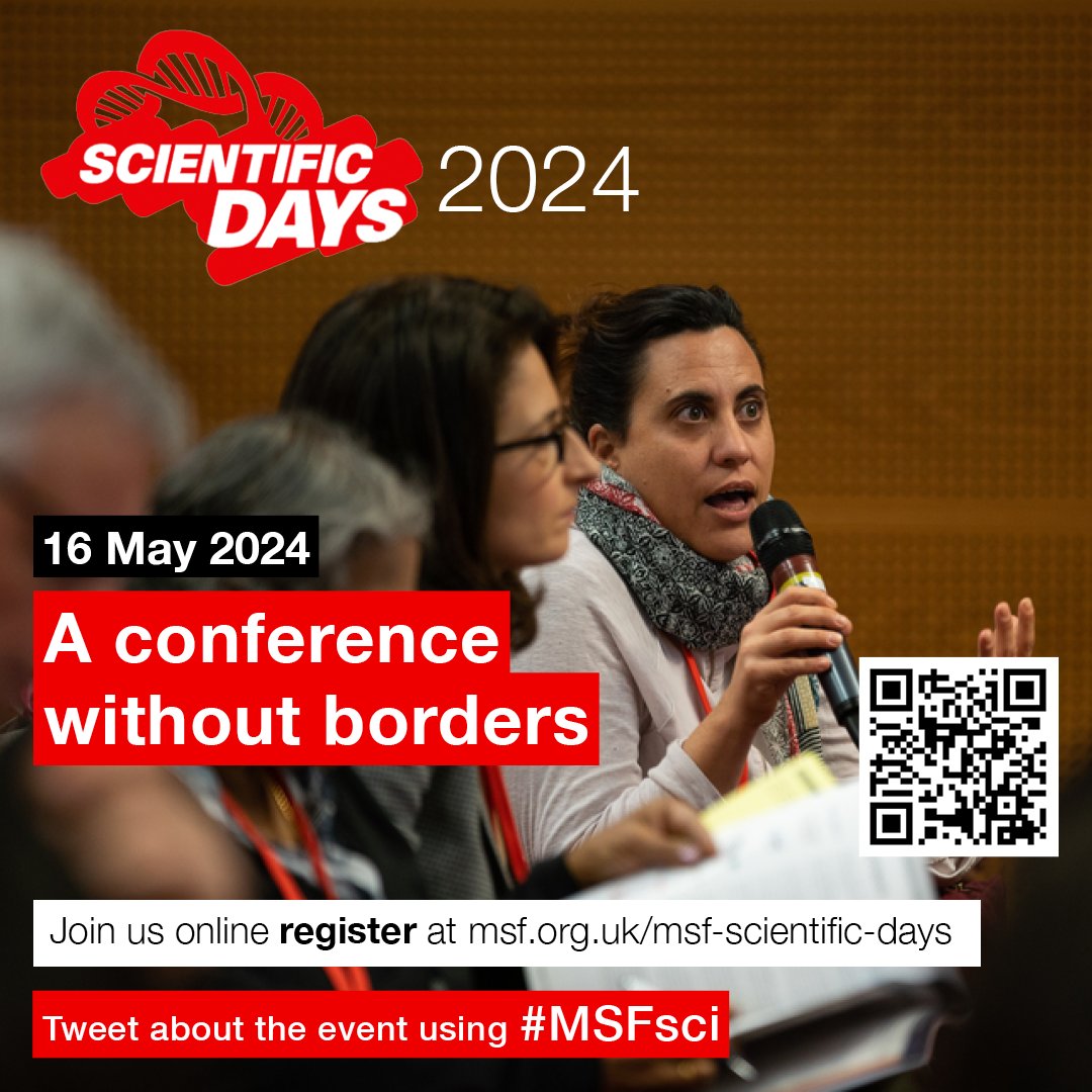 📣Just less than 3 weeks to go before MSF Scientific Day!!!

This year, we have exciting presentations from innovative PPE against #filovirus outbreaks to the first application of MSF’s trial cost transparency policy.

Grab your spot before they go bit.ly/3Uh4Ytd
#MSFSci