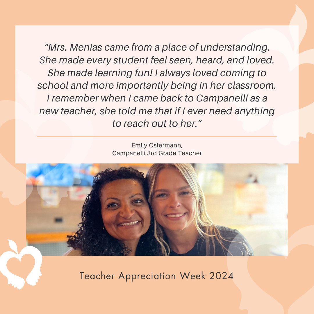 D54schools's tweet photo. _ @CampiCougars Emily Ostermann credits Mrs. Menias for understanding and ongoing mentorship. At @DirksenDolphins, Sophie Hyland praises @LinkLions  Diana Tiedt for lifelong support, from student to colleague. #TeacherAppreciationWeek https://t.co/pqO4nsu1Ja