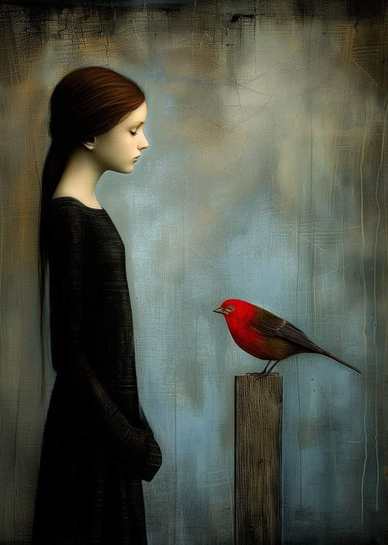 By Hinge Shuster Artist La ragazza e l'uccello