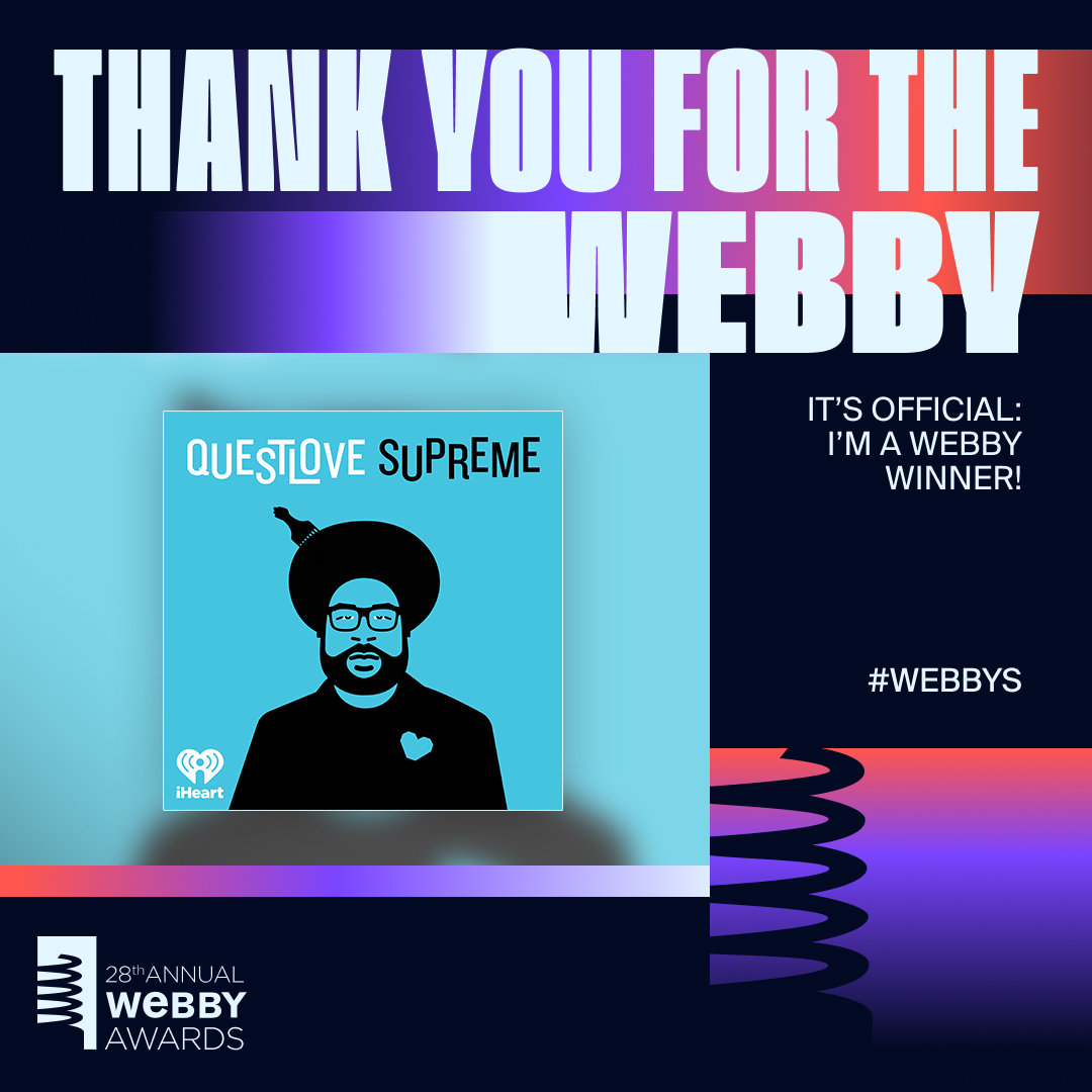 @qls digs deep into the stories of musical legends and cultural icons in a way that only Questlove and Team Supreme can deliver...and they've won a #webbyaward doing it! 

Congrats #QLS TEAM! 🏆❤️🎙️ 
@questlove