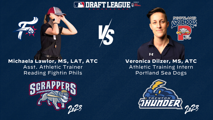 Former #MLBDraftLeague athletic trainers Michaela Lawlor (@mvscrappers '23) and Veronica Dilzer (@TrentonThunder '23) will meet in Eastern League action tonight when the @PortlandSeaDogs host @ReadingFightins!
