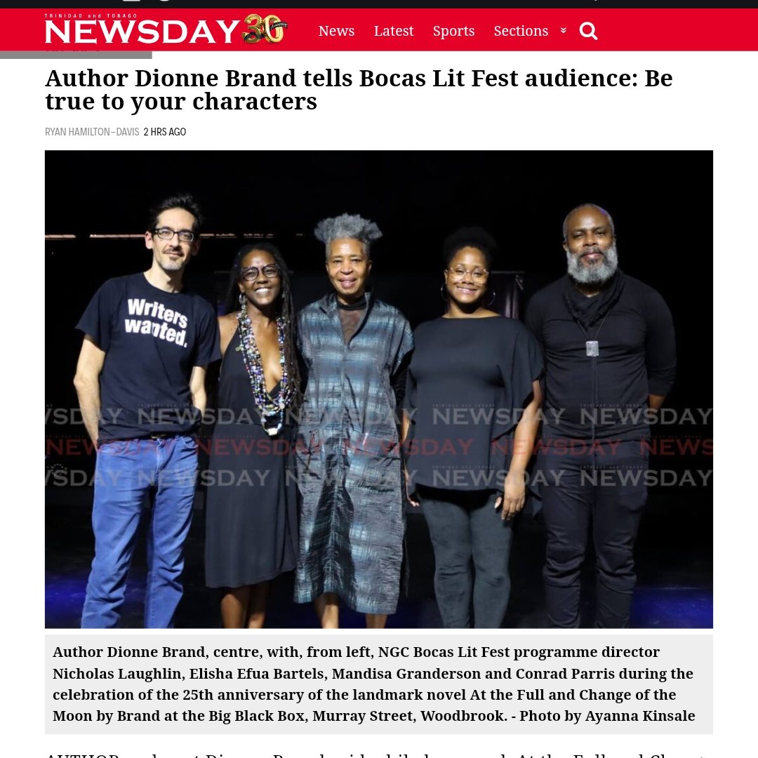 “As a novelist, if you are faithful to that body and you are true to the characters that you write and think about, then it will be alright, even if it is not in the beginning.” Dionne Brand #bocas2024 
newsday.co.tt/2024/04/30/aut… @Newsday_TT @urbanfolktales @mamadisa1 @conradparris