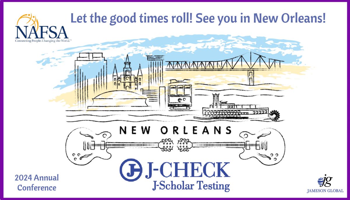 jbrosam's tweet photo. We are looking forward to seeing everyone in New Orleans at the @NAFSA conference! Want to meet – email jcheck@jamesonglobal.com and we will be happy too! The beignets are on us! #NAFSA #jcheck #intled https://t.co/84OClvPHby